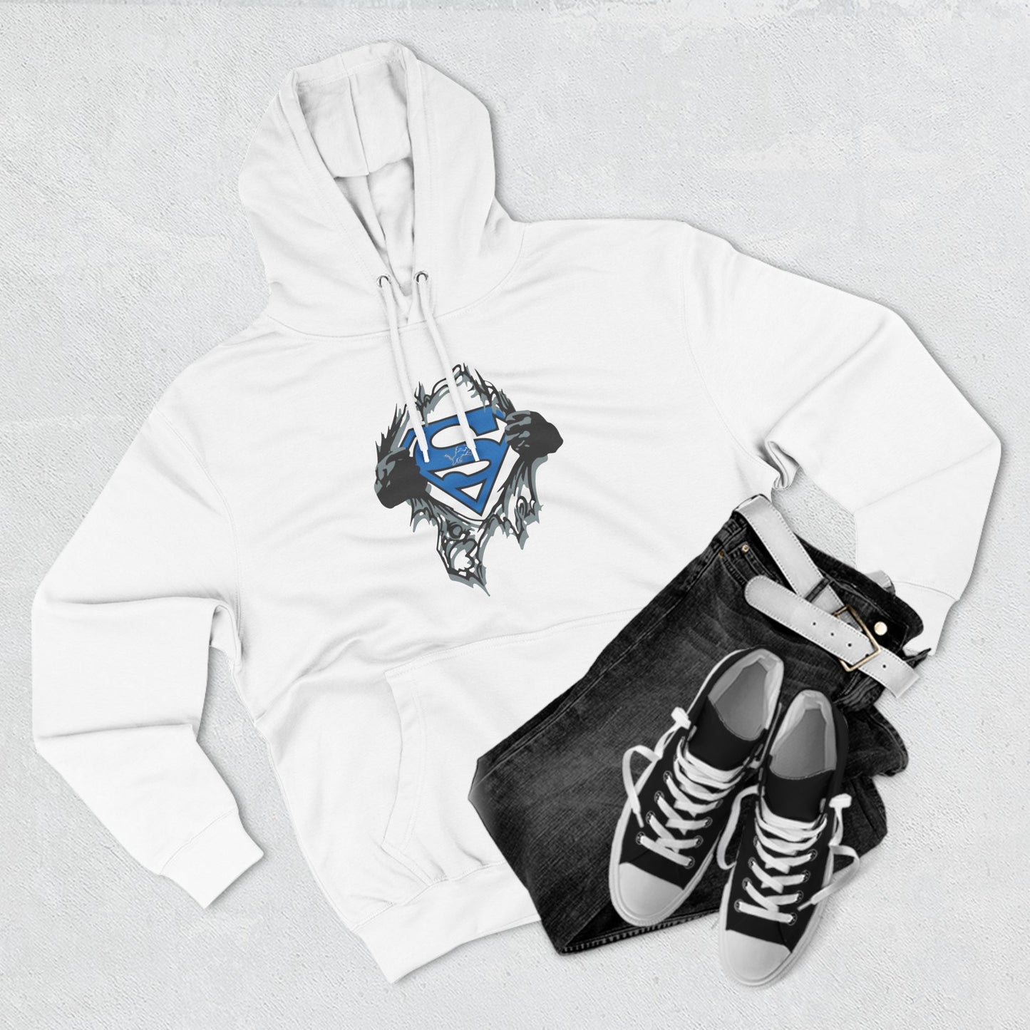 Superhero Fleece Hoodie - Three-Panel Graphic Design for Fans