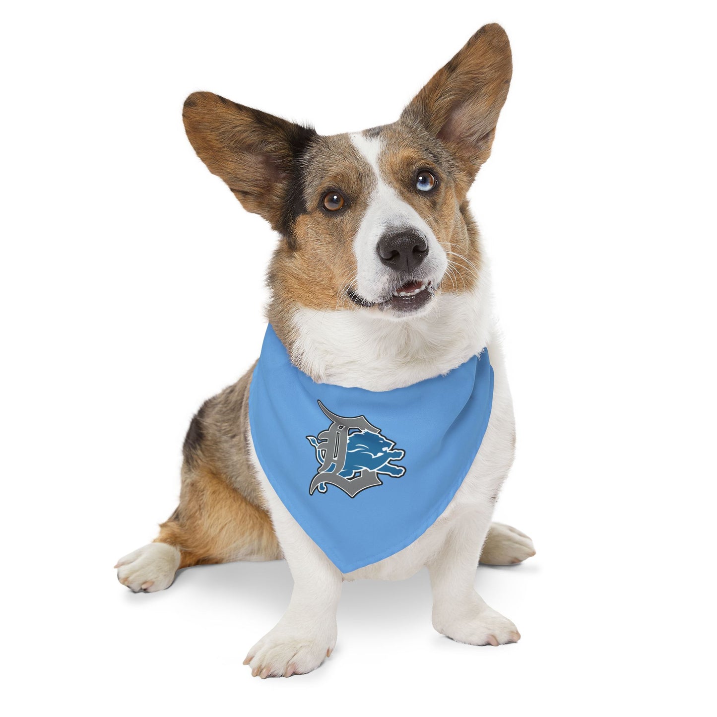 Stylish Pet Bandana Collar for Dogs - Blue with Graphic Design