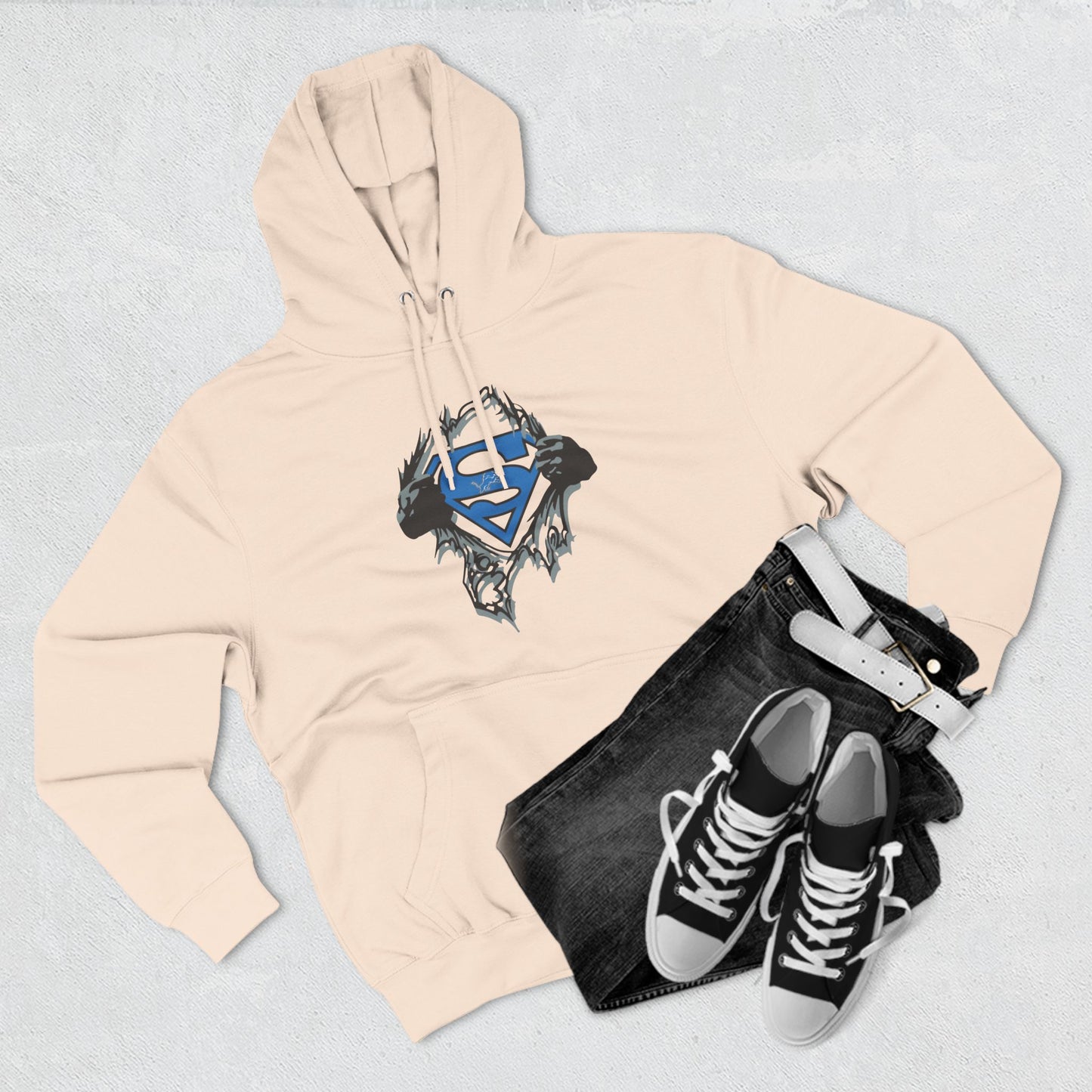 Superhero Fleece Hoodie - Three-Panel Graphic Design for Fans