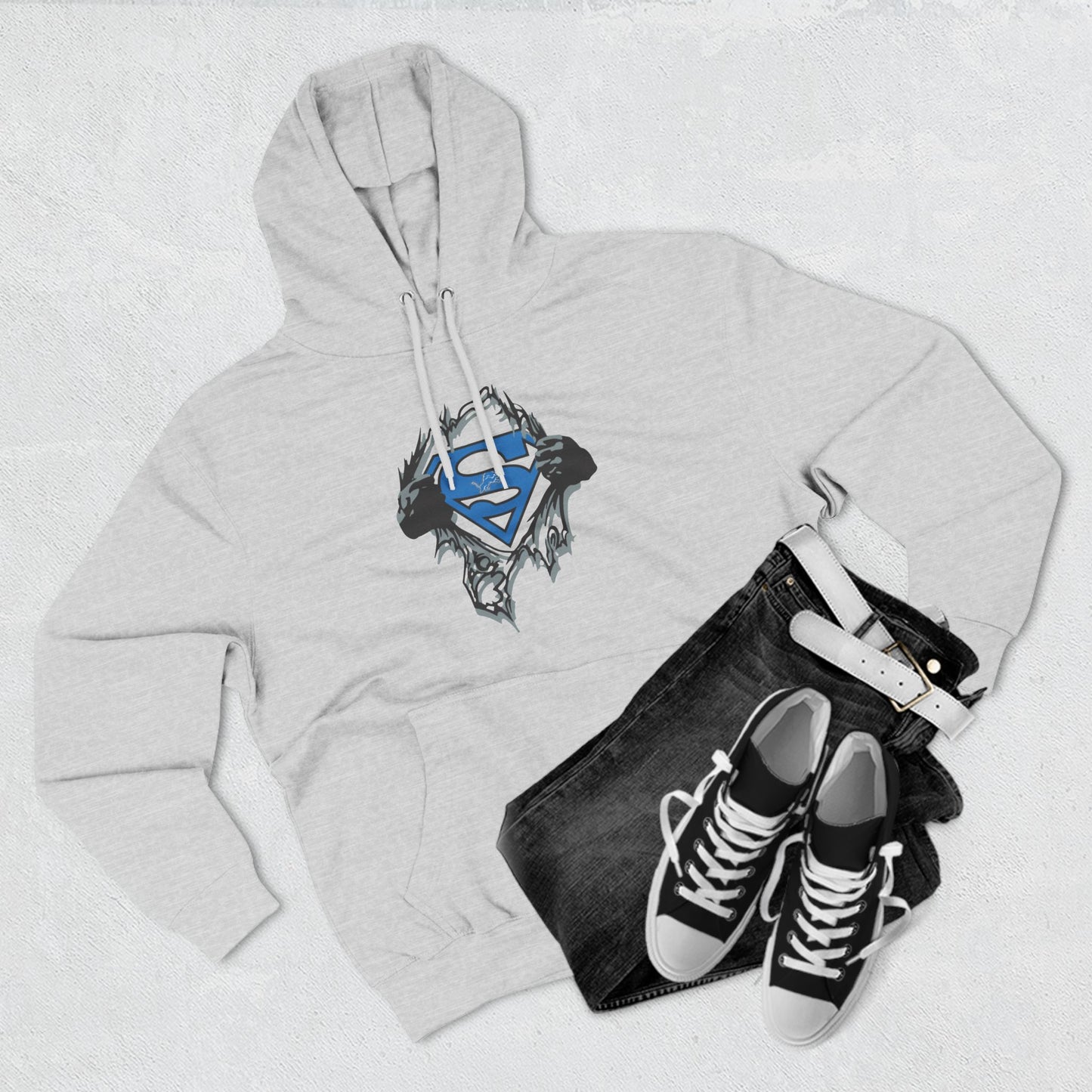 Superhero Fleece Hoodie - Three-Panel Graphic Design for Fans